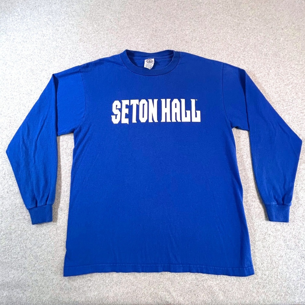 Delta Pro Weight Seton Hall Shirt Mens Medium Blue Long Sleeve NCAA Pirates
